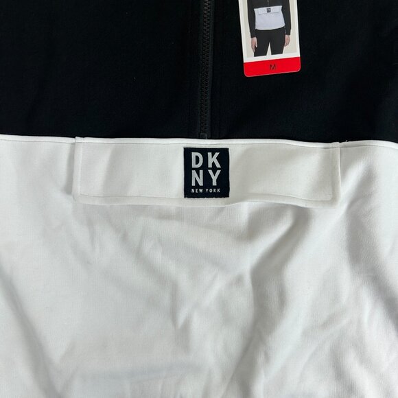 DKNY New York Sport Pullover Women's M White Blue Black - Half Zip Front Pocket - Picture 4 of 10